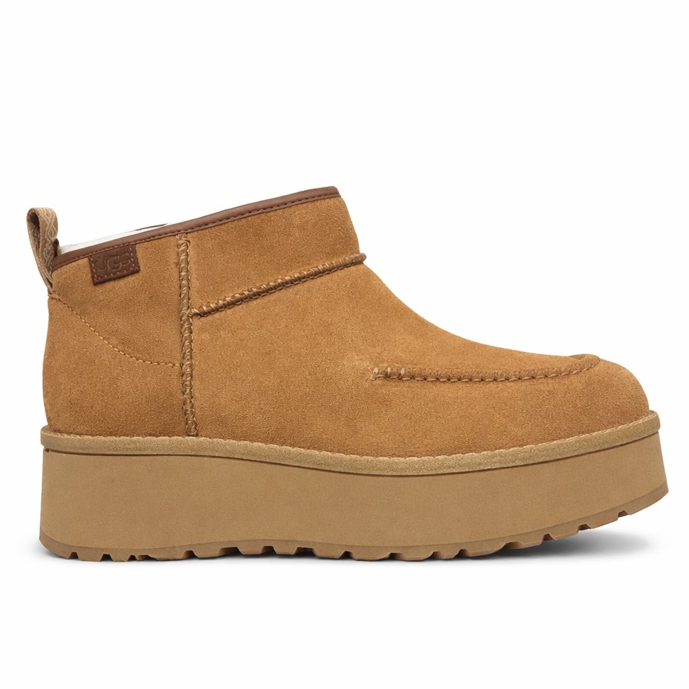 UGG Chestnut Suede Platform Ankle Bootie